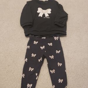 Baby Bow Print Leggings Set